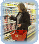 Shopper checking price and brand
